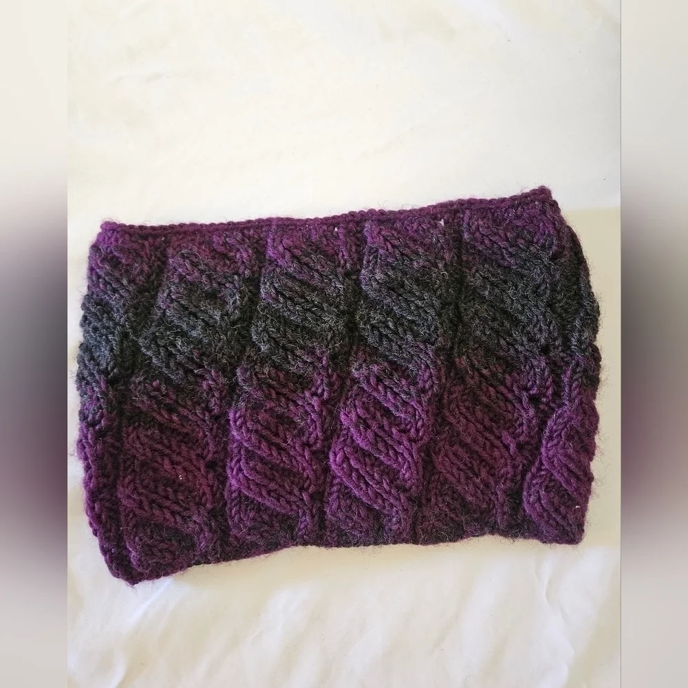 Hand Crafted Scarf Unique chunky knit Multipurpose Purple Black Crochet Handmade